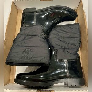 Hilfiger Black Quilted Rain Boots